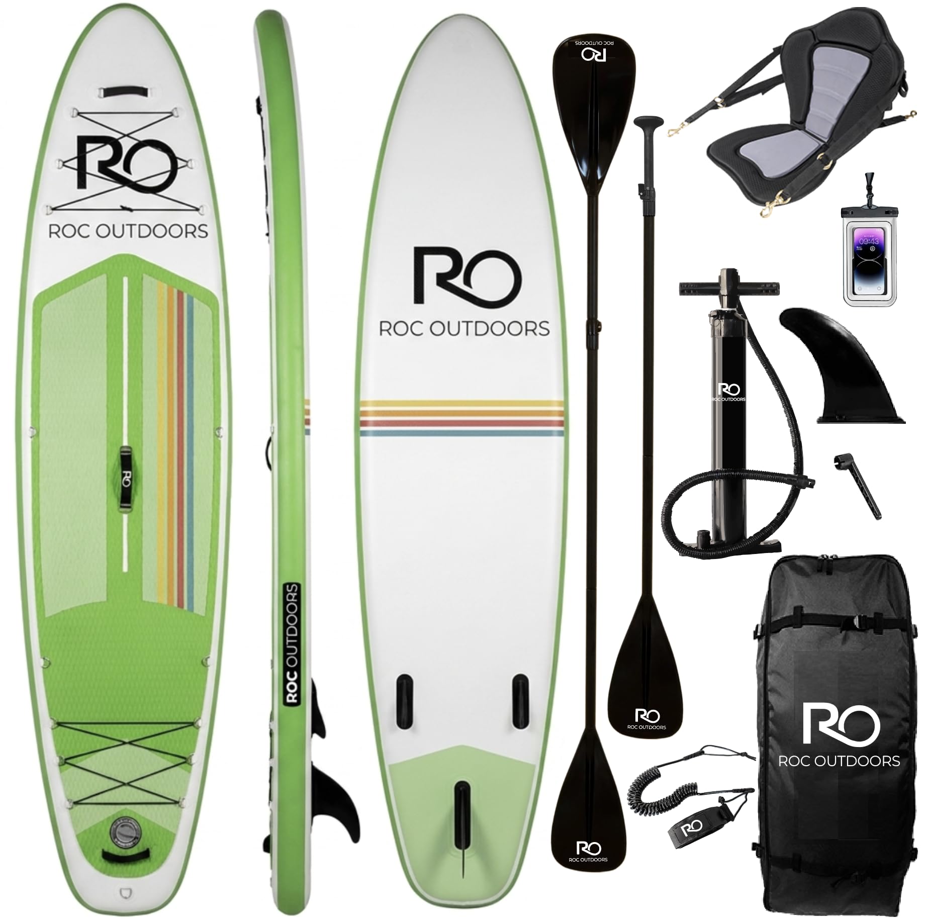 Roc Inflatable Stand Up Paddle Board 10' 6" with Premium SUP Paddle Board Accessories, Wide Stable Design, Non-Slip Comfort Deck for Youth & Adults