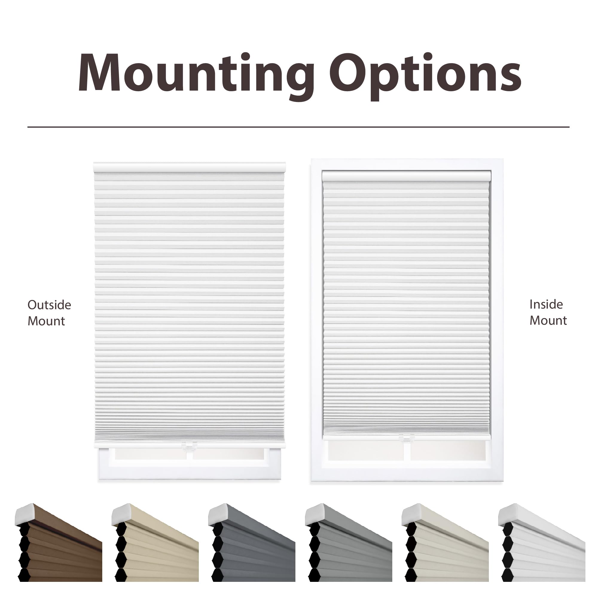DEZ FURNISHINGS Cordless 1.5" Blackout Cellular Shade, Energy Saver, 18" W x 48" H, Anchor Gray