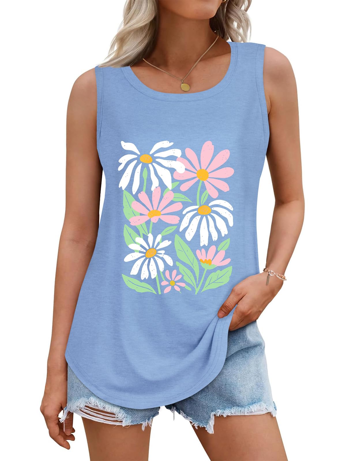 rosemia Tank Tops for Women Summer Sleeveless Casual Loose Fit Tunic Tops 2026