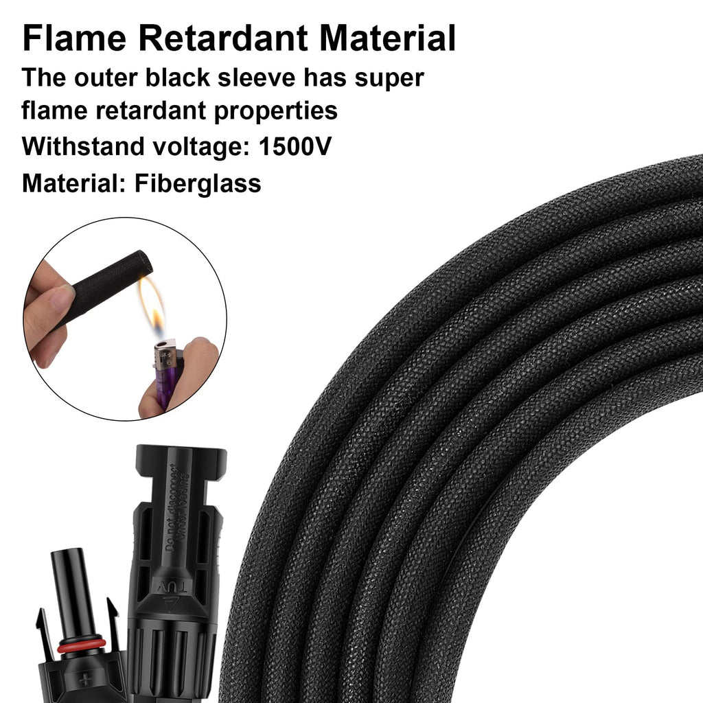 3FT 10AWG Solar Panel Extension Cable with Female and Male Connectors, Solar Cable for Solar Panels, Charge Controllers and Solar Generator (10AWG, 3FT)