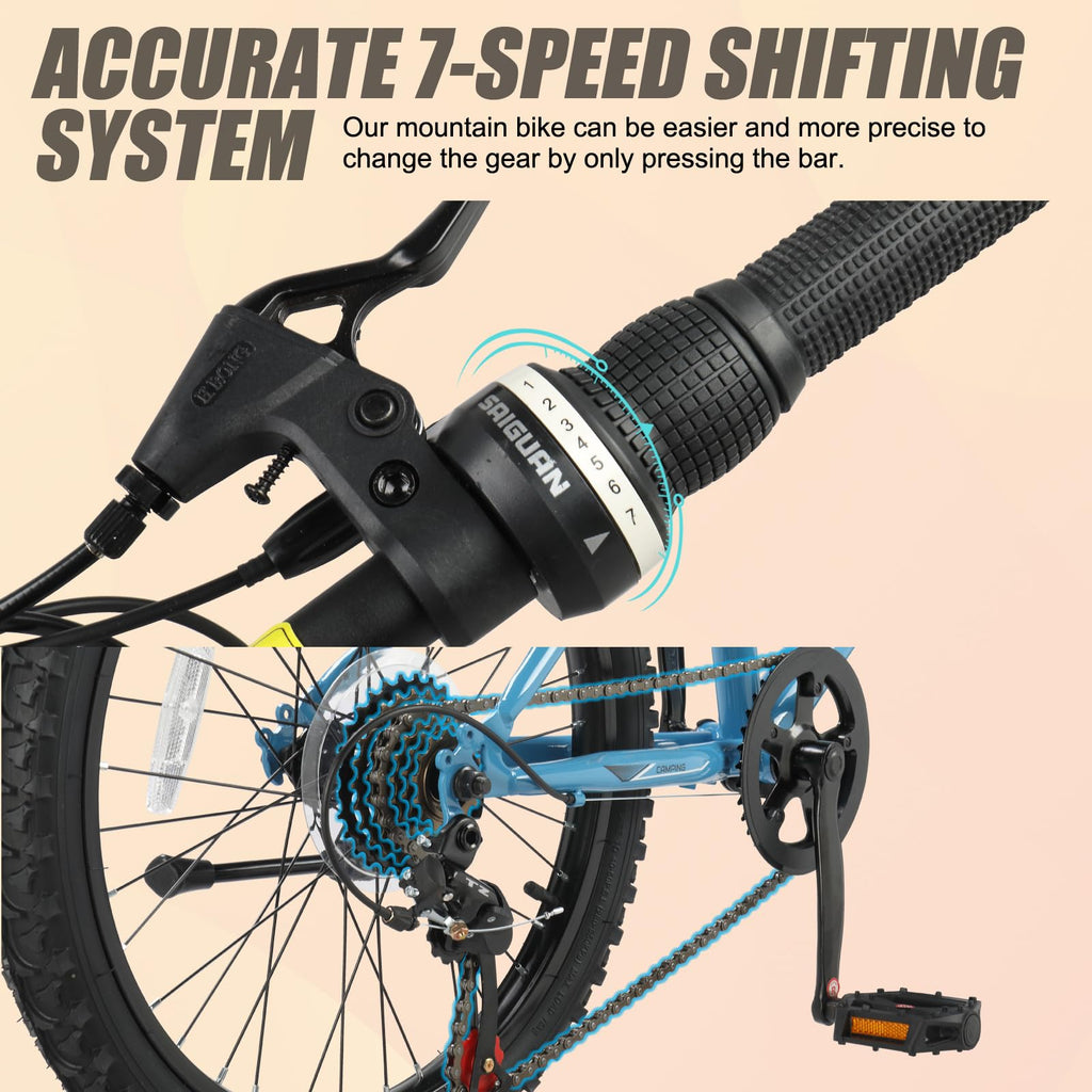 CamPingSurvivals 20/24/26 Inch Mountain Bike for Men/Women,Adult Bicycle | Professional 7or21 Speed Shifting, Dual Disc/V Brakes, Suspension Fork, Comfort Saddle, All-Terrain Tires & Pretty Look