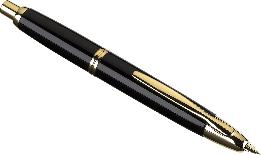 PILOT Vanishing Point Collection Refillable & Retractable Fountain Pen, Black Carbonesque Barrel with Rhodium Accents, Blue Ink, Medium Nib (60246)