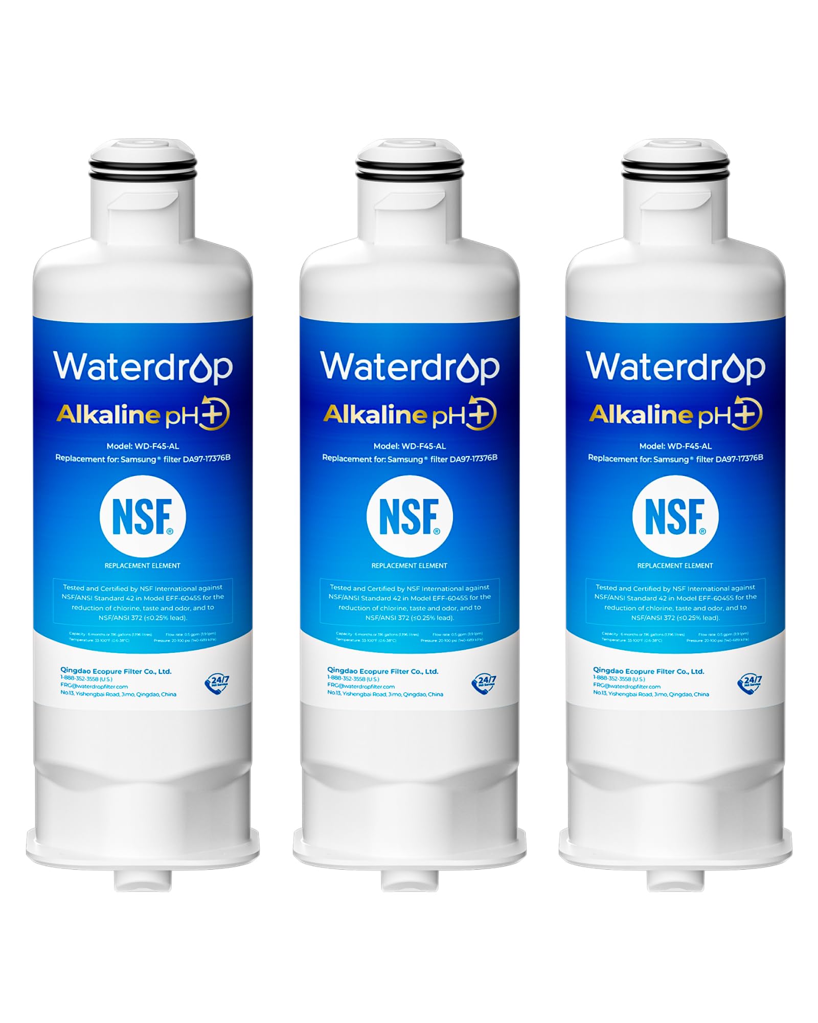 Waterdrop WD-F45 Refrigerator Water Filter, Replacement for Samsung® DA97-17376B HAF-QIN RF28R7201SR, RF28R7351SG
