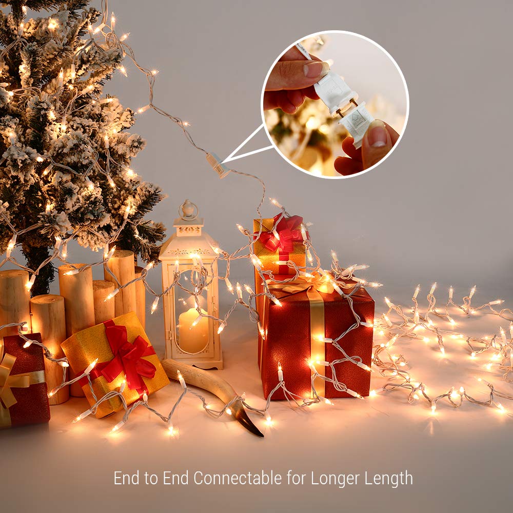 Brizled Christmas Lights, 600 Count 139.2ft Incandescent Mini Lights, Connectable 120V UL Certified for Xmas Wedding Bedroom Porch Decor, White Wire, Warm White