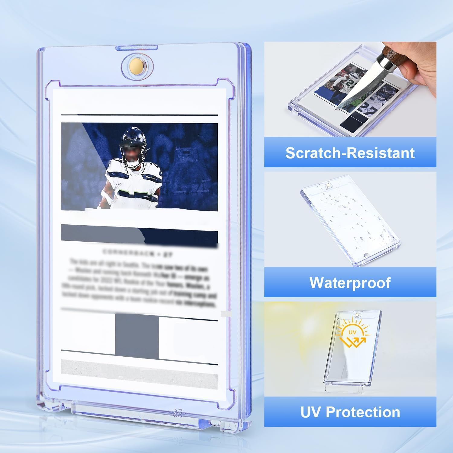 30ct Magnetic Card Holder, 35pt Slim One Touch Card Holder, Hard Plastic Protectors, UV Protection Magnetic Cards Case Fits for Baseball, Football, Game, Sports Collectible Cards, Ultra Slim
