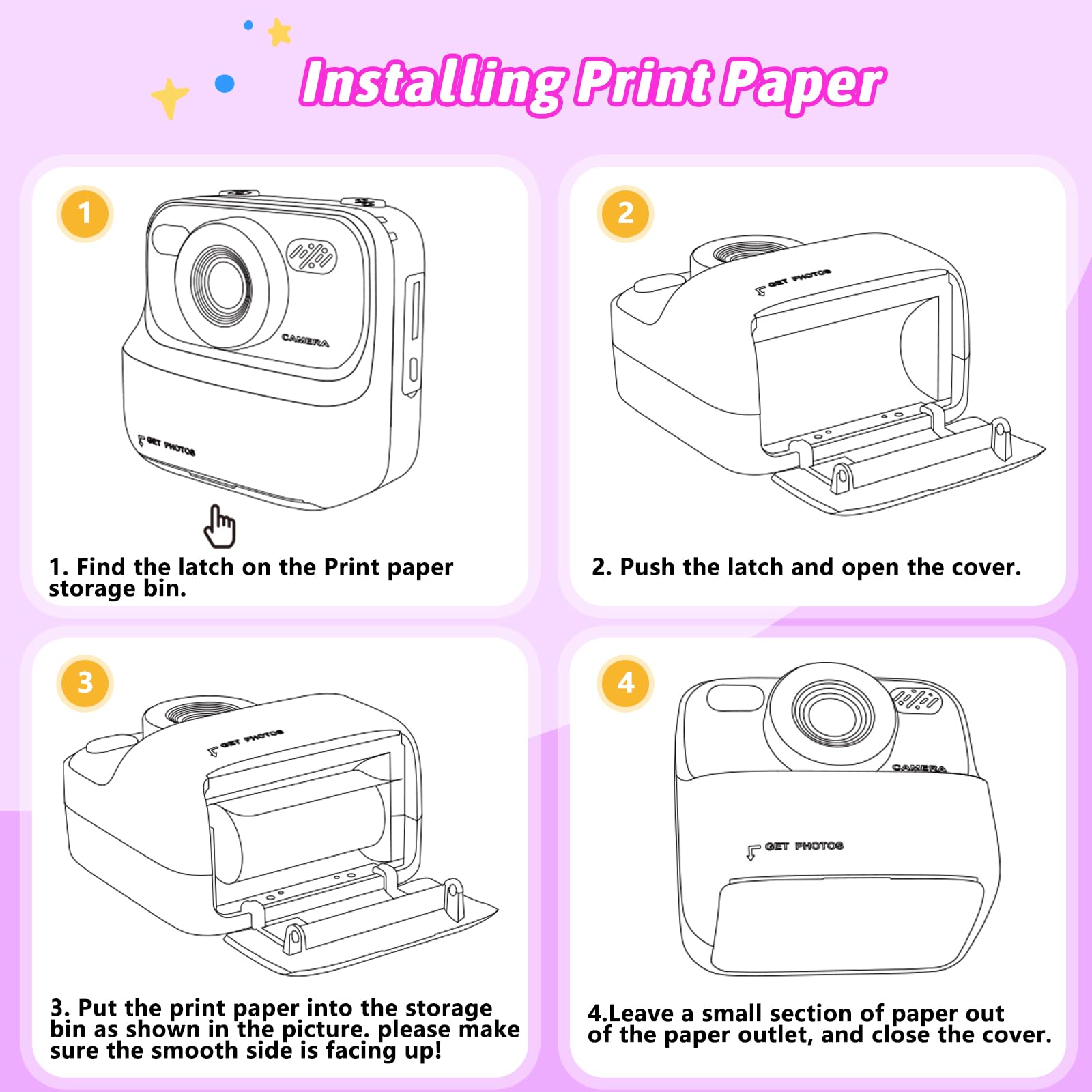 Kids Instant Digital Cameras for Boys and Girls, 1080P HD Dual-Lens Selfie Digital Camera with Print Paper & 32G Card, Christmas Birthday Gifts Toys for Toddler and Teenagers Age 3-16 Years Old