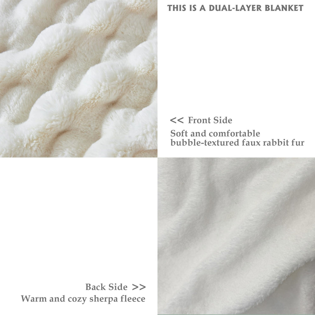 50x60 Inches Ultra-Soft Fuzzy Faux Fur Plush Throw Blanket - Thick, Warm Sherpa for Couch, Sofa, Bedroom, Camping - Decorative Blanket for Cozy Warmth, Bubble Grey