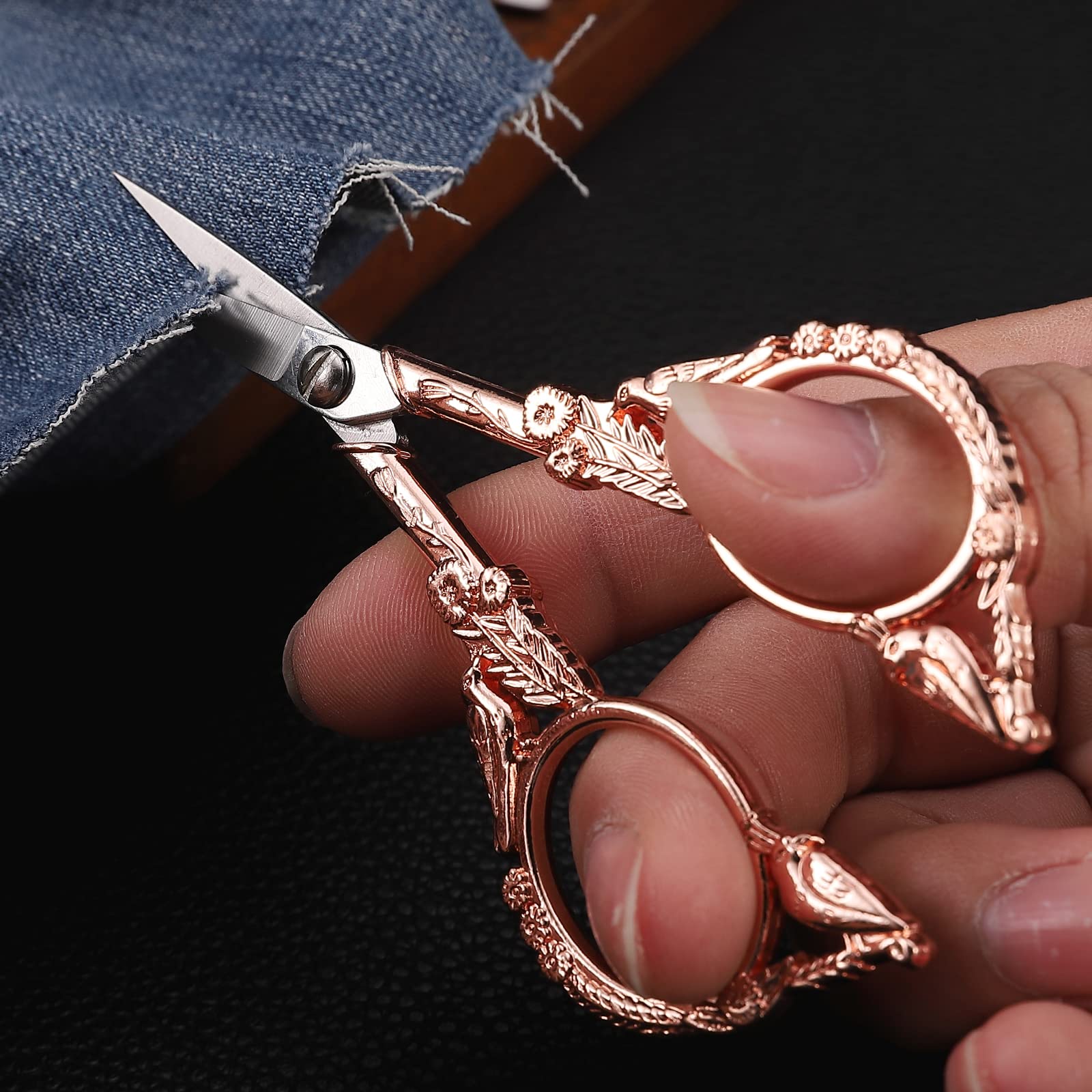 YOUGUOM Small Craft Scissors, Little Travel Sharp Embroidery Scissors All Purpose, Straight Tips Mini Sewing Shears, Precision Detail Thread Cutting Snips