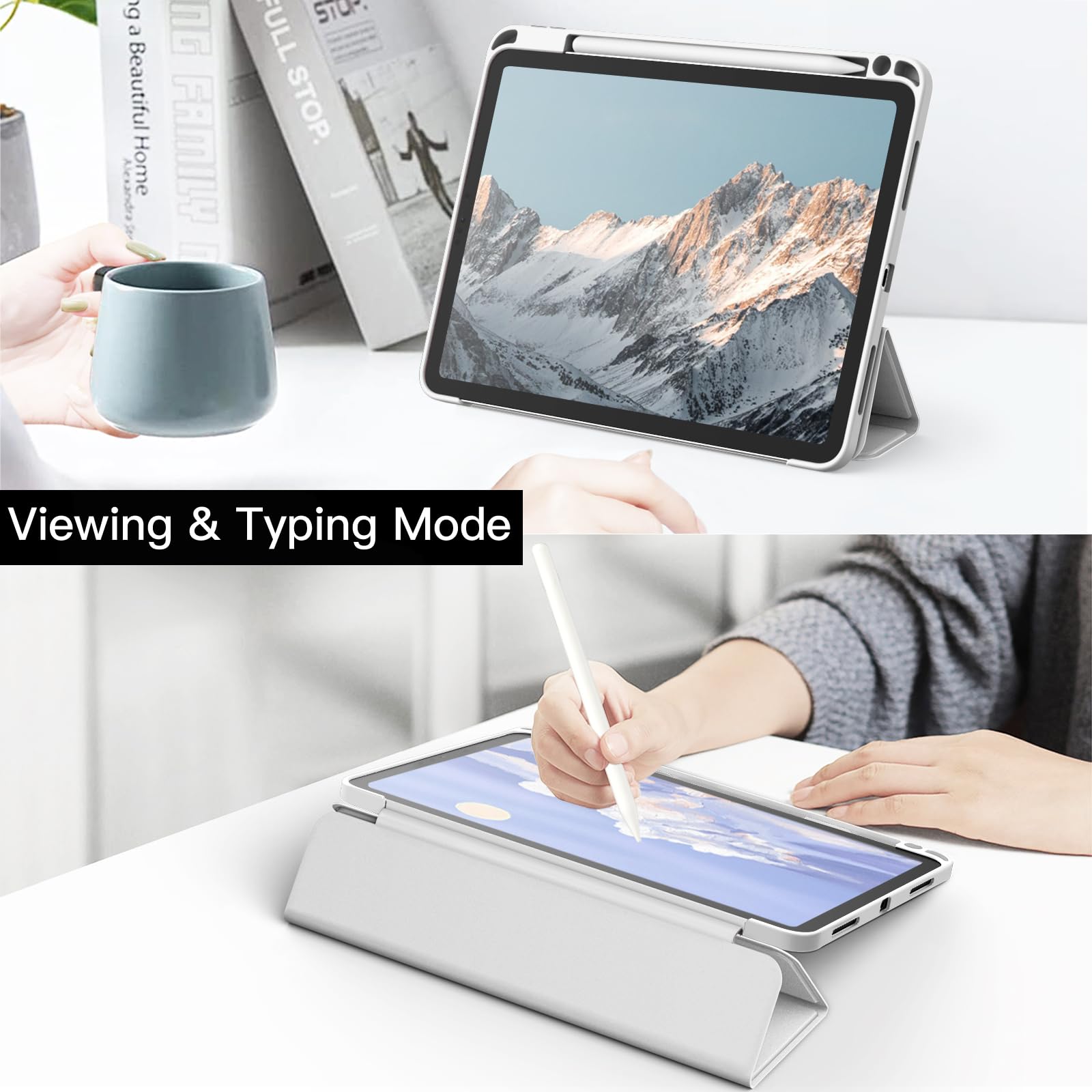 JETech Case ONLY for iPad Pro 11 Inch (2022/2021/2020/2018) with Pencil Holder, Clear Transparent Back Shell Slim Stand Shockproof Tablet Cover, Auto Wake/Sleep (Black)