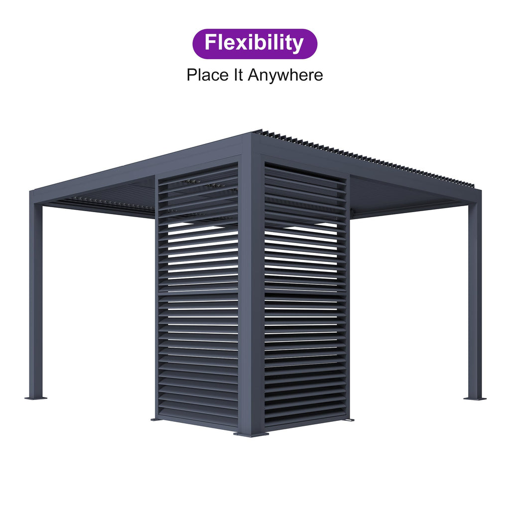 PURPLE LEAF 94AS 10'x12' Small Pergola Compact Aluminum Gazebo with Adjustable Louvered Hardtop for Patio Deck Cover Dark Gray All-Weather Outdoor