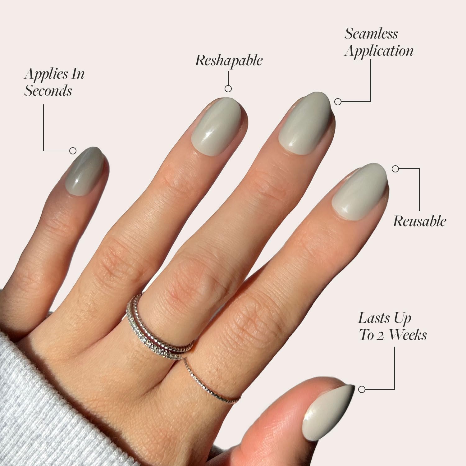 Glamnetic Press On Nails - Cashmere Blue | Opaque Soft Pale Sky Blue Short Squoval Fake Nails, Salon Quality | 15 Sizes - 30 Nail Kit