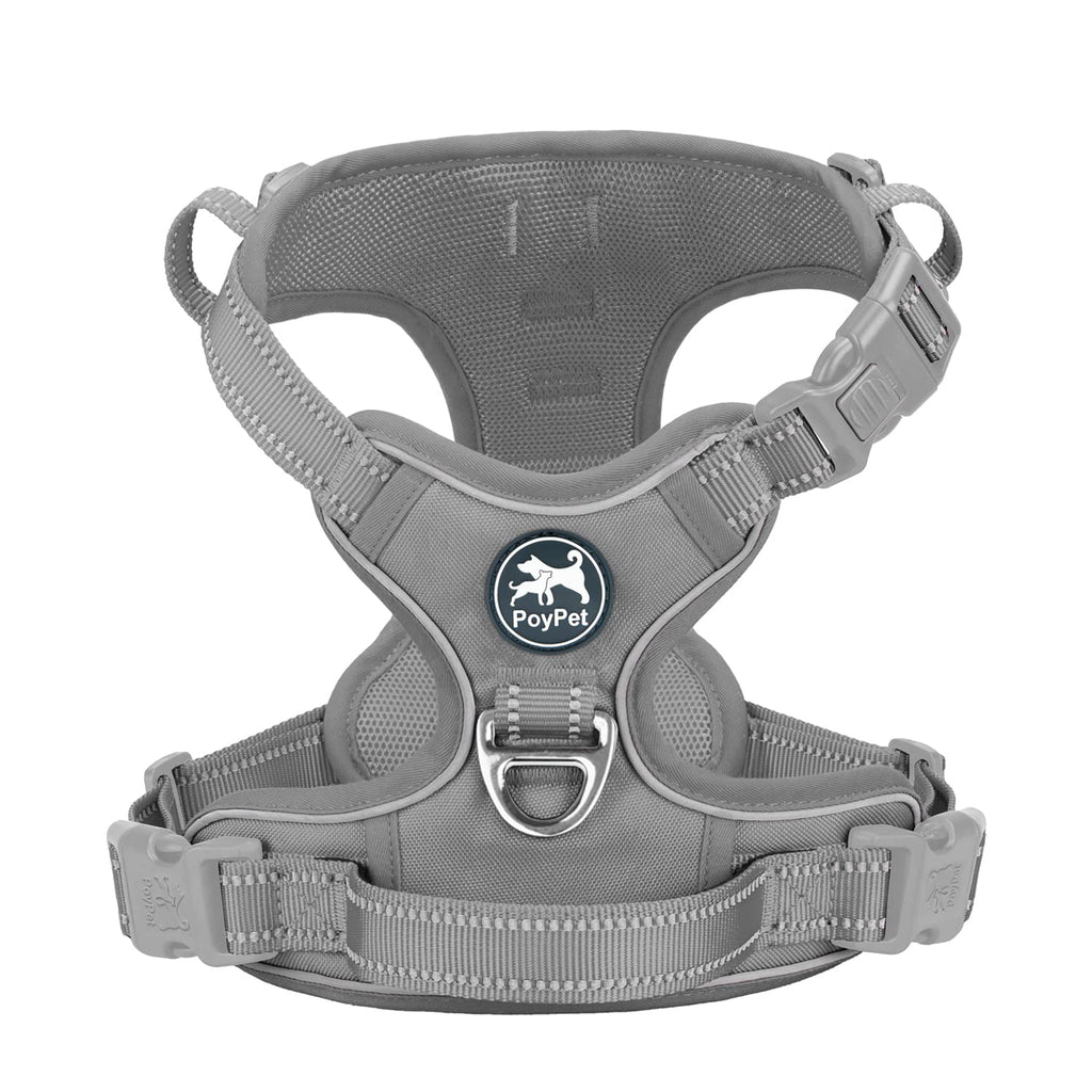 PoyPet Dog Harness No Pull, Reflective Vest Harness with Front & Back 2 Clips and Easy Control Handle for Small Medium Large Dog (XS, Black)