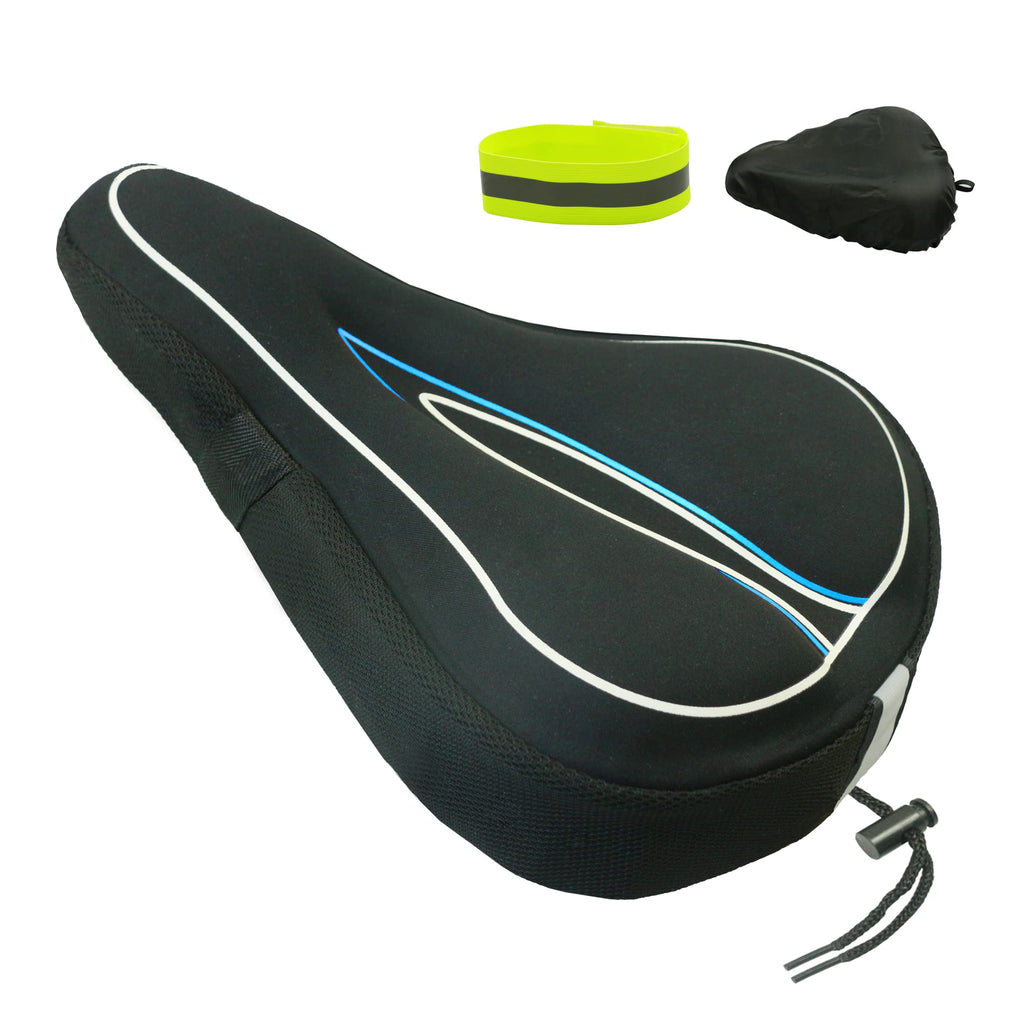 Geronmine Gel Bike Seat Cover Padded Bicycle Saddle Covers for Women & Men, Most Comfortable Exercise Bike Seat Cushion Cover, Soft for Spin Indoor Outdoor Cycling Class Mountain Stationary Bikes