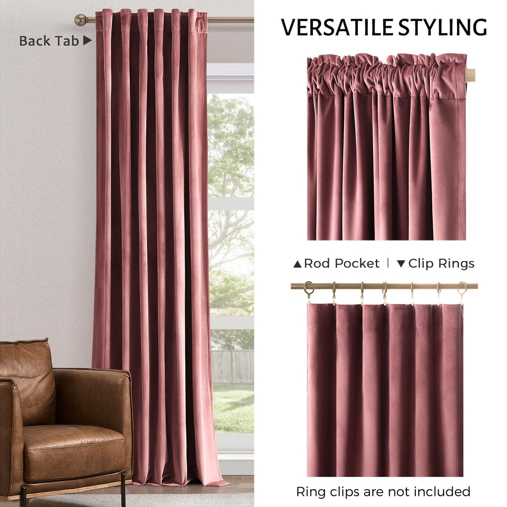 Topfinel Dusty Rose Velvet Blackout Curtains 84 Inch Long,Room Darkening Thermal Insulated Spring Drapes for Bedroom,Rod Pocket Back Tab Window Treatment for Living Room,2 Panels Burg