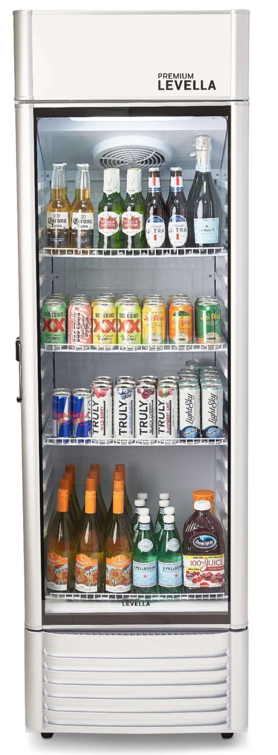 PremiumLevella PRF37DX Glass Door Display Refrigerator 3.1 cu ft Commercial Beverage Cooler Merchandiser - Black
