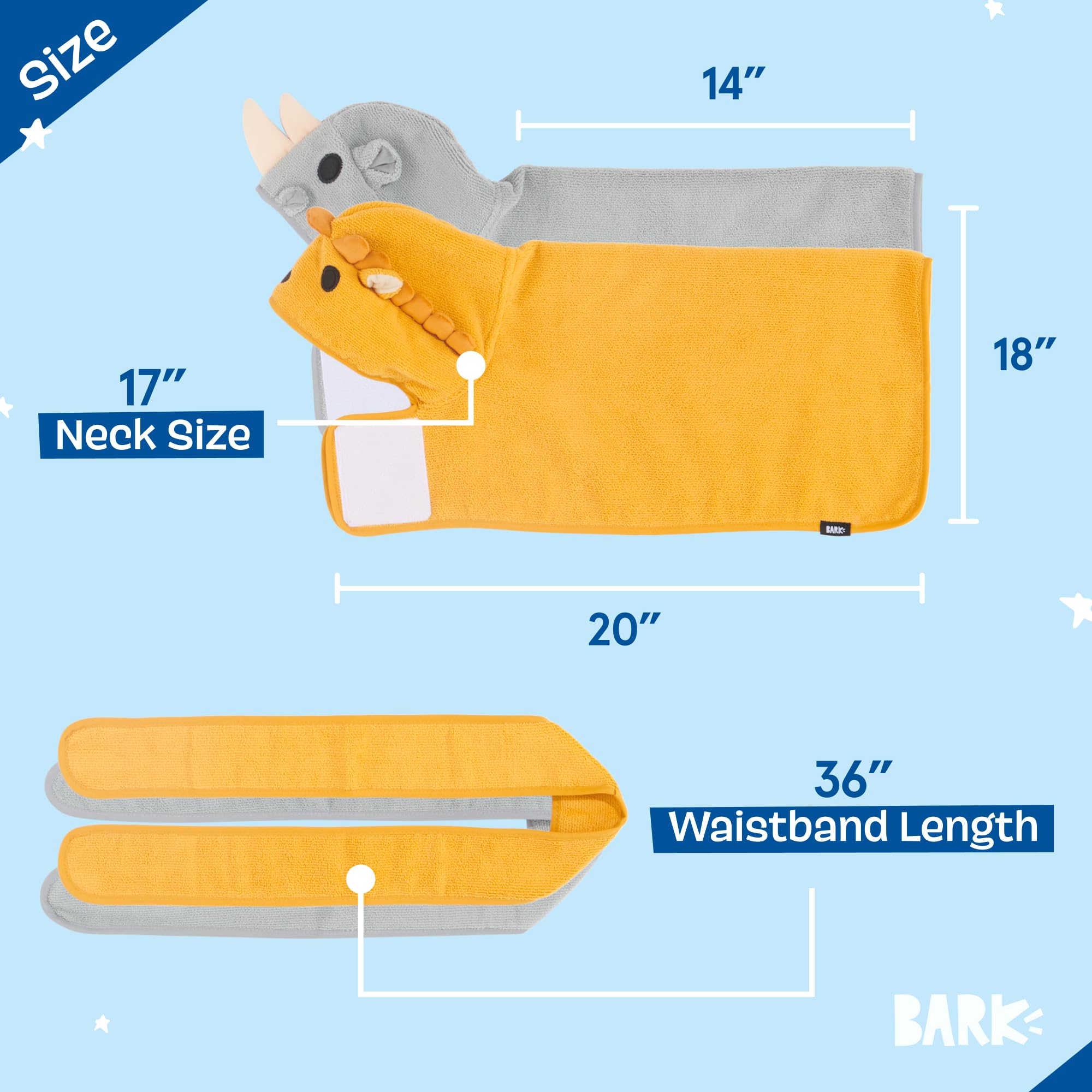 Barkbox Dog Bathrobe Fast Drying with Hook and Loop Closure & Wrap Tie Snuggle, Cute Dogs Clothes, Easy to Clean, Machine Washable, Dog Coats and Tumble Dry Low - Bunny, Medium