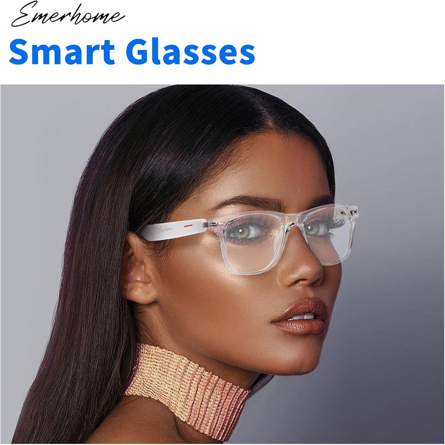 Emerhome Smart Bluetooth Glasses | AI Voice Assistant, Lightweight, 8-Hour Battery Life, Auto Pairing, Touch Control & Stereo Sound for Calls & Music