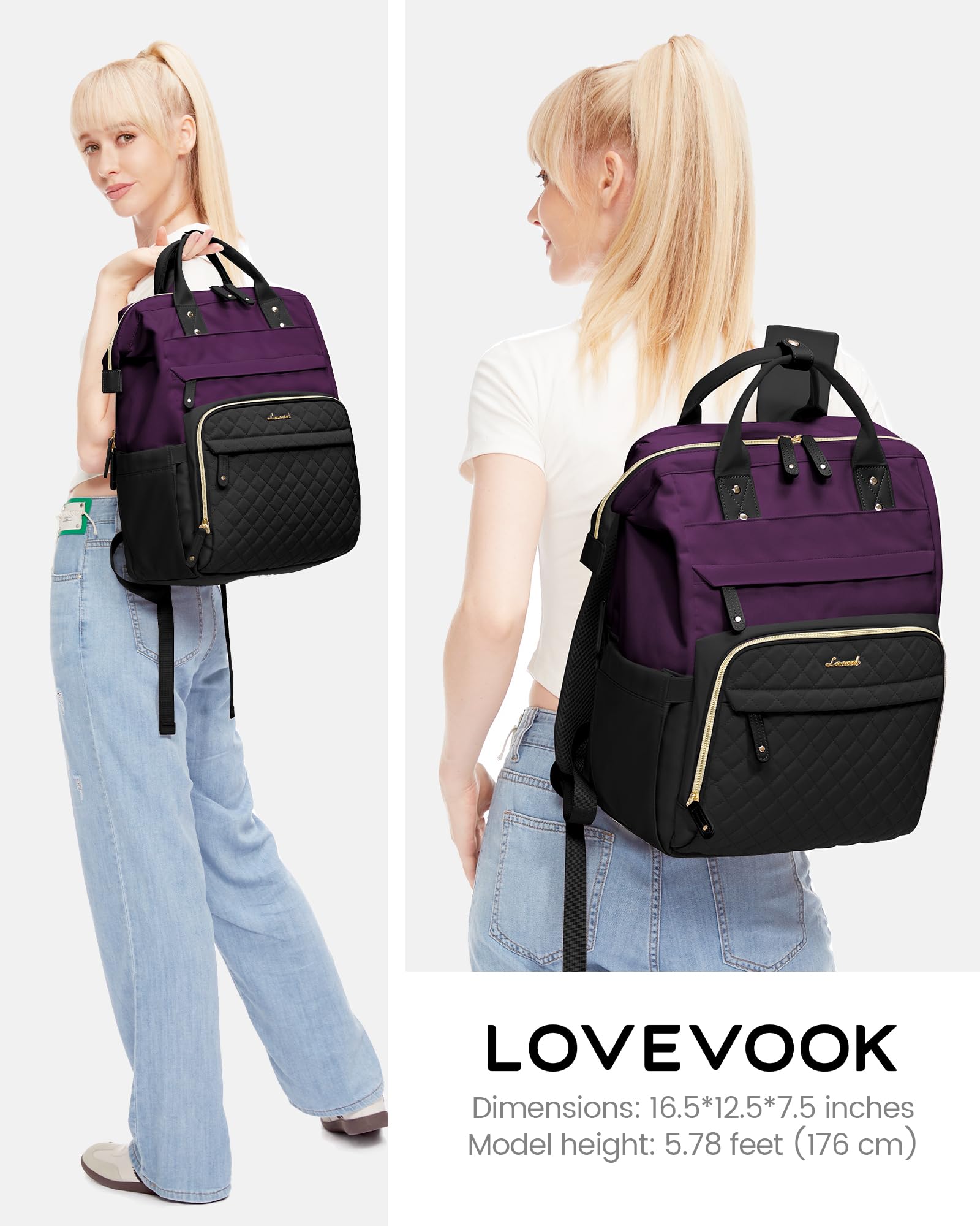 LOVEVOOK Laptop Backpack for Women, 15.6 inch Waterproof Nurse Bag Teacher Work Backpack Purse for Women, Travel Computer Backpack for College Office Business Ladies