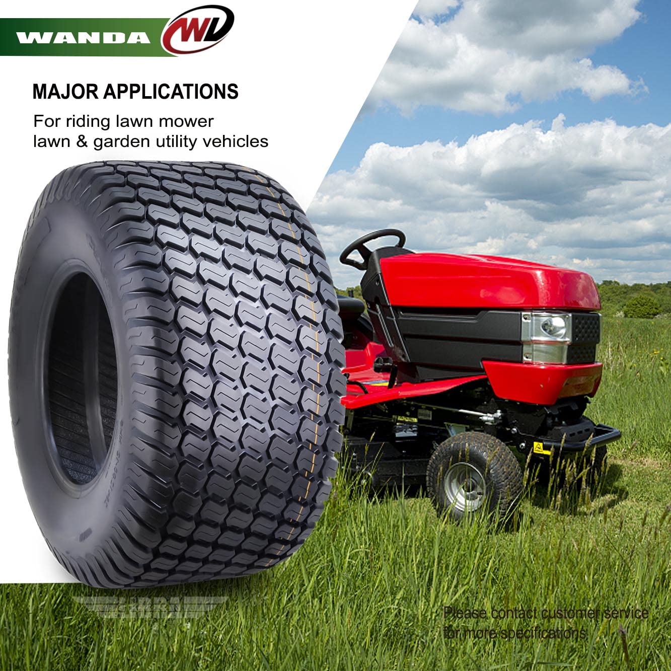 WANDA 11x4-5 Zero Turn Lawn Mower Utility Cart Turf Tire 11x4x5 11x4.00-5/4 Ply - 13204