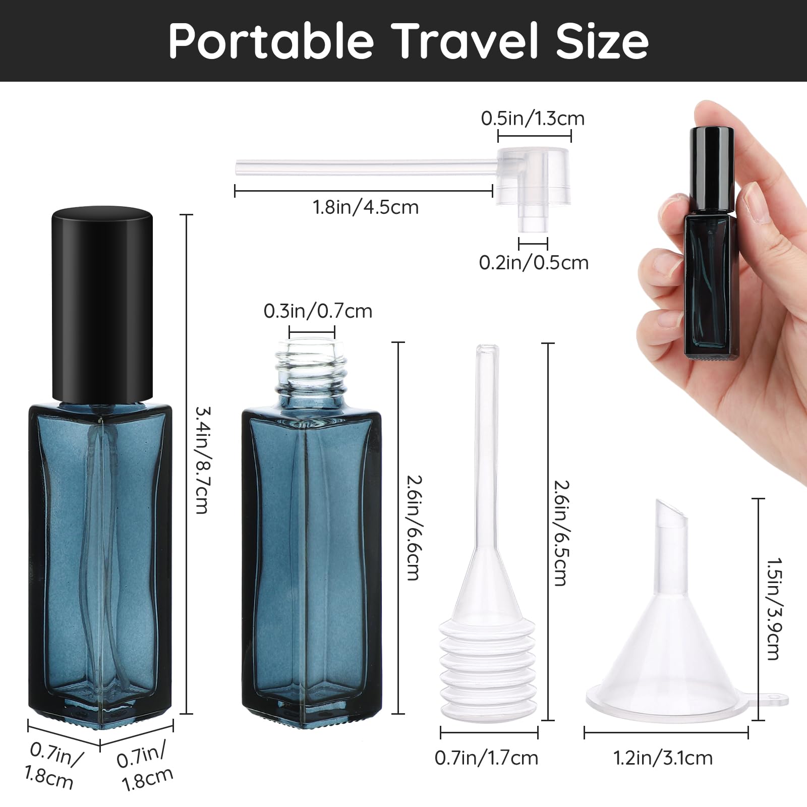 Segbeauty 0.34oz Mini Perfume Spray Bottles, 10Pack 10ml Glass Travel Perfume Atomizer Refillable, Small Empty Cologne Atomizer for Frangrance, Sample Cologne Bottles Sprayer with Refill Tool