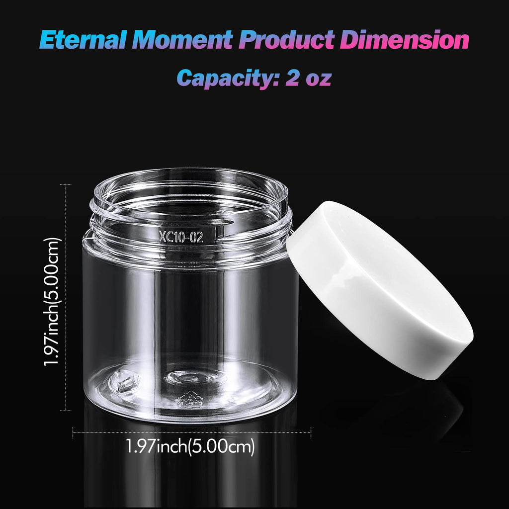 Eternal Moment 36 Pack 1 OZ Plastic Jars Round Clear Cosmetic Container Jars with Lids, Perfect for Lotion, Cream, Ointments, Makeup, Eye Shadow, Rhinestone, Samples, Pot, Travel Storage