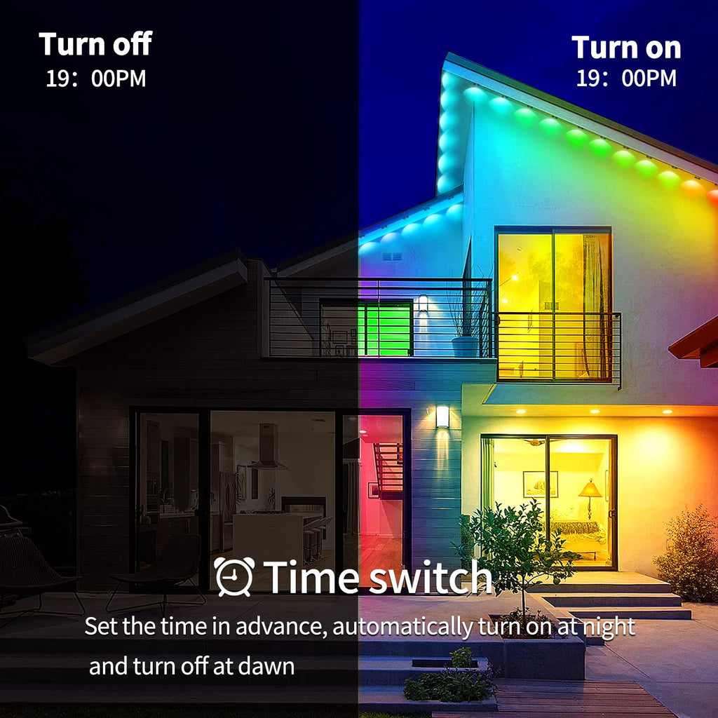 Yocrostar Permanent Outdoor Light,60ft RGB Eave Lights with App Control Remote,IP67 Waterproof LED Lights,Music Sync Outside Light for House,Halloween,Roof,Garden,Christmas Decorations