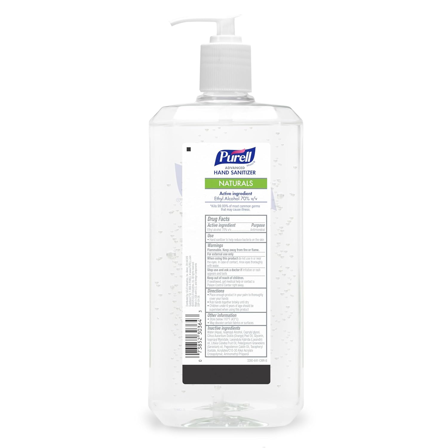 PURELL Advanced Hand Sanitizer Naturals with Plant-Based Alcohol, Citrus Scent, 1 Liter Pump Bottle (Pack of 1) - 3280-04-CMR