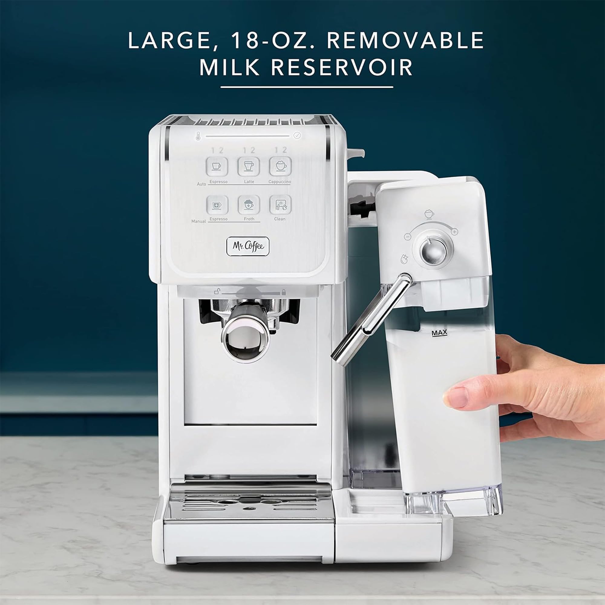 Mr. Coffee One-Touch CoffeeHouse+ Espresso, Cappuccino, and Latte Maker Home Coffee Machine with 19-Bar Italian Pump, and Milk Frother Ideal for Latte, Espresso, and Coffee Lovers