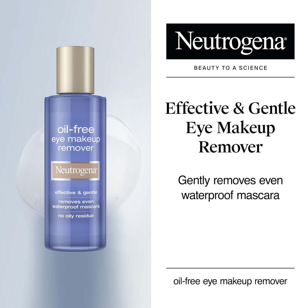 Neutrogena Gentle Oil-Free Eye Makeup Remover & Cleanser for Sensitive Eyes, Makeup Remover for Waterproof Mascara, Dermatologist & Ophthalmologist Tested, 3.8 fl. oz