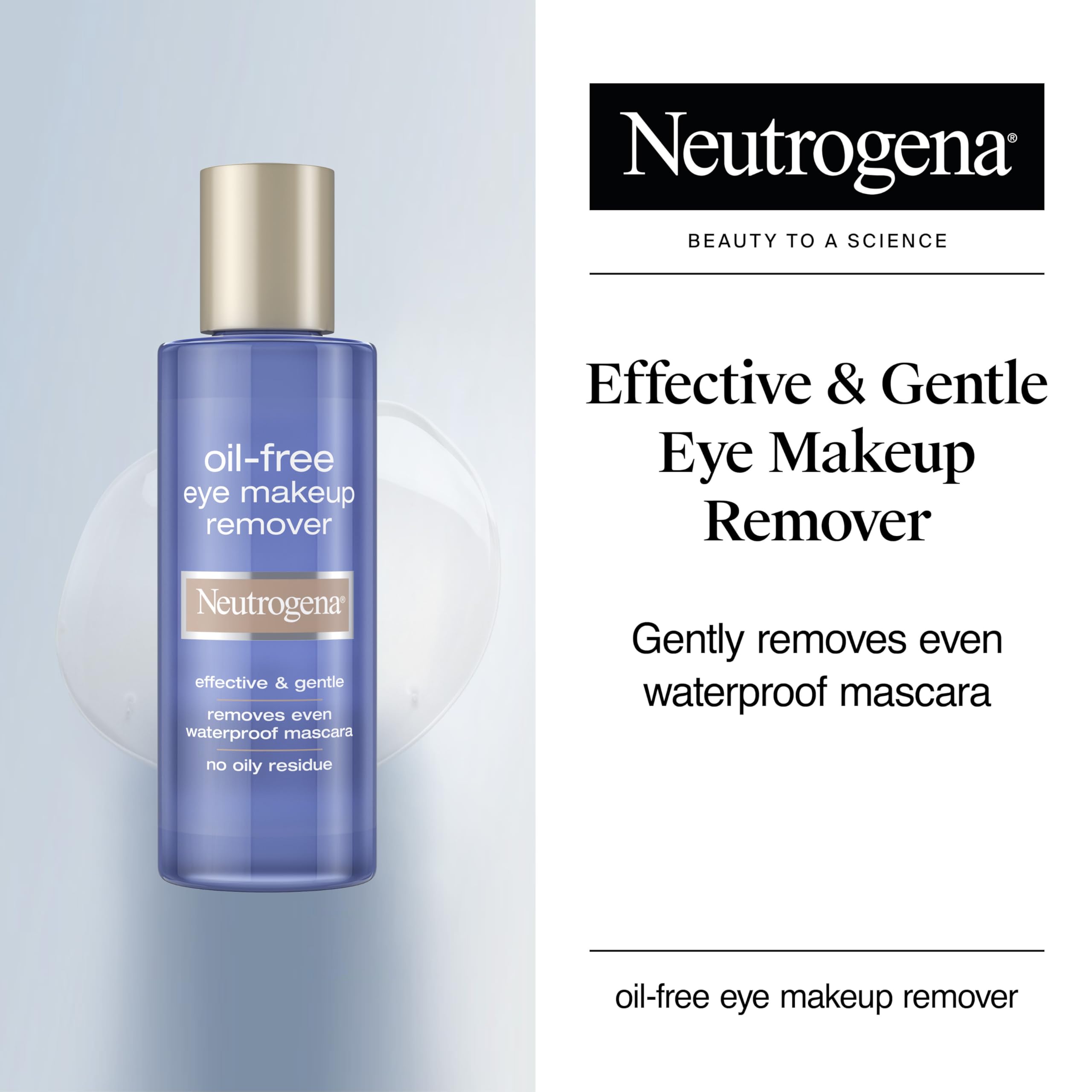 Neutrogena Gentle Oil-Free Eye Makeup Remover & Cleanser for Sensitive Eyes, Makeup Remover for Waterproof Mascara, Dermatologist & Ophthalmologist Tested, 3.8 fl. oz
