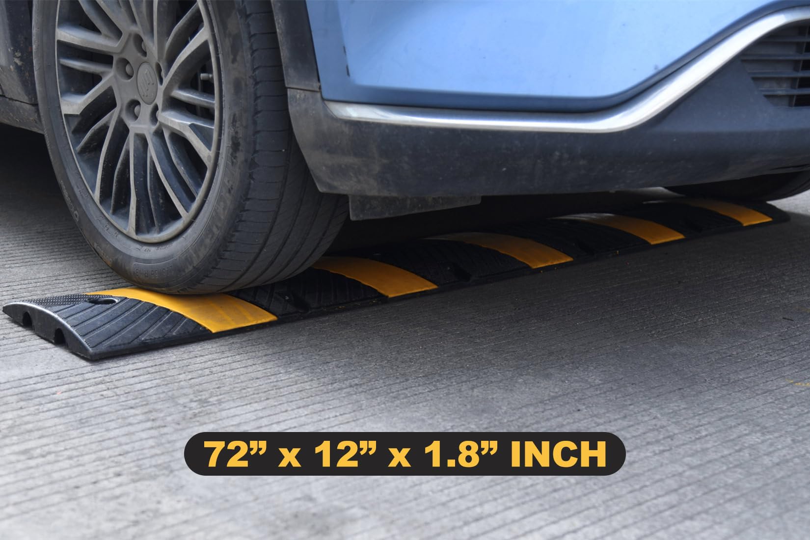 72" x 10" x 2" inch Portable Speed Bump Hump, 6' Feet Durable Collapsible Road Safety Bumps, Vehicles Hump Bumps for Asphalt Concrete Gravel Garage Driveway Roads Parking (72" Curlable Bump)