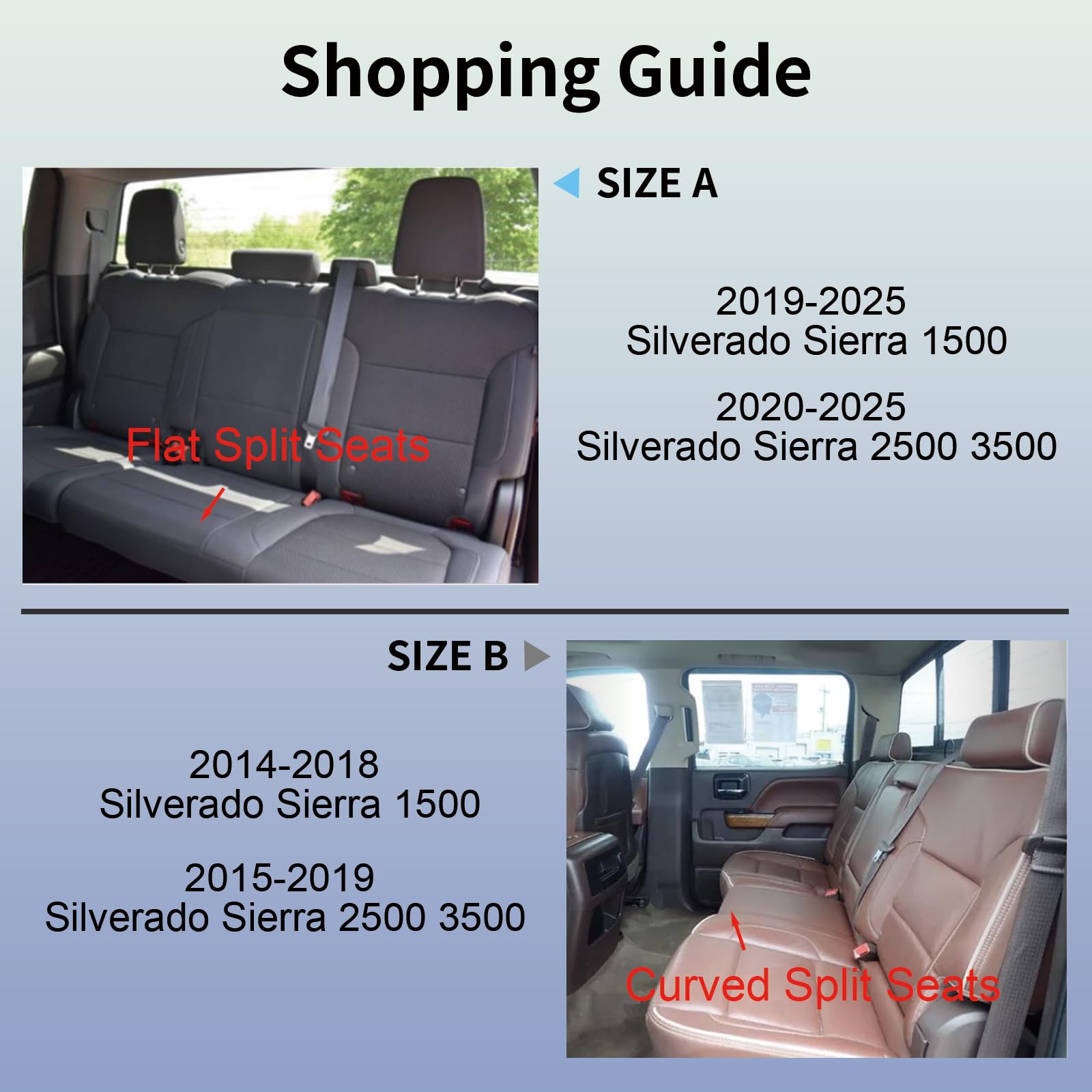 RISINGSTAR Silverado Sierra Front Seat Covers Faux Leather, Fit for 2007-2026 Chevy Silverado GMC Sierra 1500/2500HD/3500HD Crew Double Regular Cab(Front Pair, Black 2 pcs)