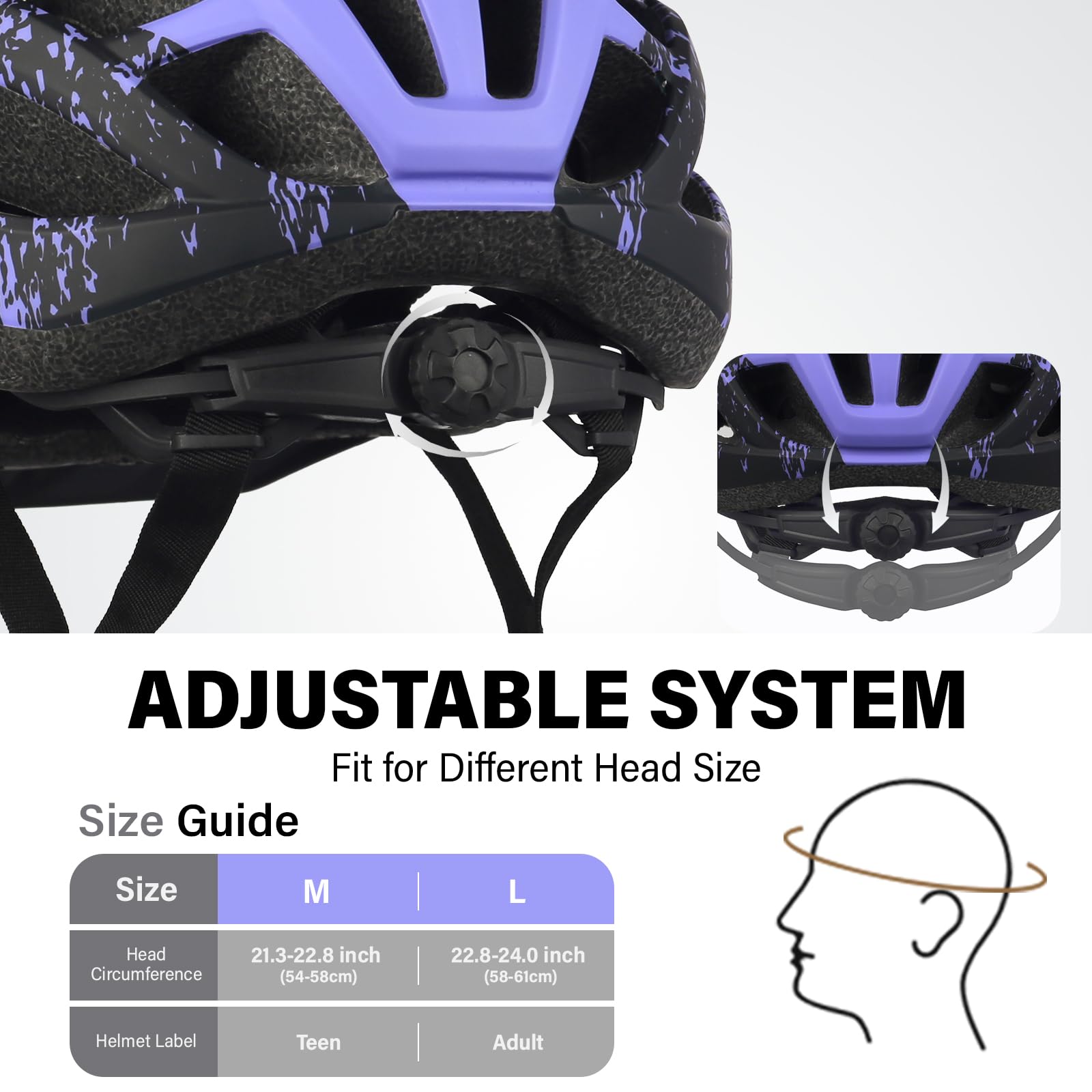 Youth Adult Road Bike Helmet, Men Women Adjustable Mountain Bicycle Helmet with Detachable Visor, 2 Sizes for Age 8-14+ Youth, Kids, Adult