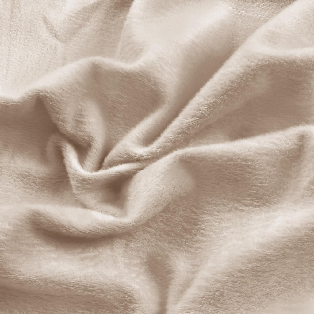 Entisn Minky Fabric by The Yard, 1 Yard x 60 Inch Wide Pre-Cut Fleece Fabric Beige Cuddle Minky, Solid Soft Plush for Blanket, Pillow Cover, Scarf, Sewing
