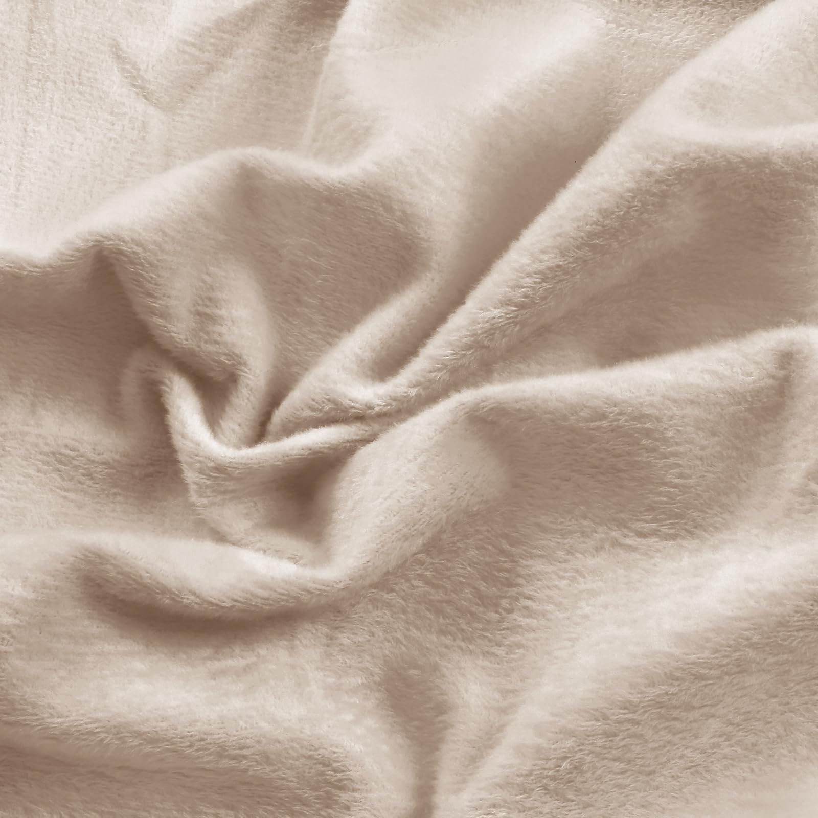 Entisn Minky Fabric by The Yard, 1 Yard x 60 Inch Wide Pre-Cut Fleece Fabric Beige Cuddle Minky, Solid Soft Plush for Blanket, Pillow Cover, Scarf, Sewing