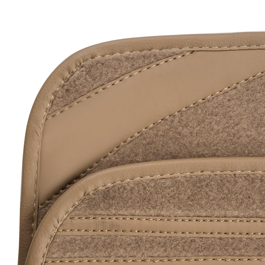CAR PASS Car Seat Covers Full Set for Women Girls with Waterproof Car Floor Mats,Anti-Slip Leather Steering Wheel Cover,Universal Fit for SUVs,Vans,Trucks,Sedans,Cars (Combo Set,Black & Pink)