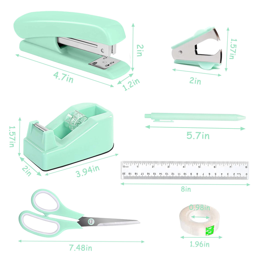 Dimonluce Office Desk Accessories, Black Office Supplies Accessories with Tape Dispenser, Stapler, Staple Remover, 1000 Staples, Tape, Clips Set, Ruler, Scissor, Pen