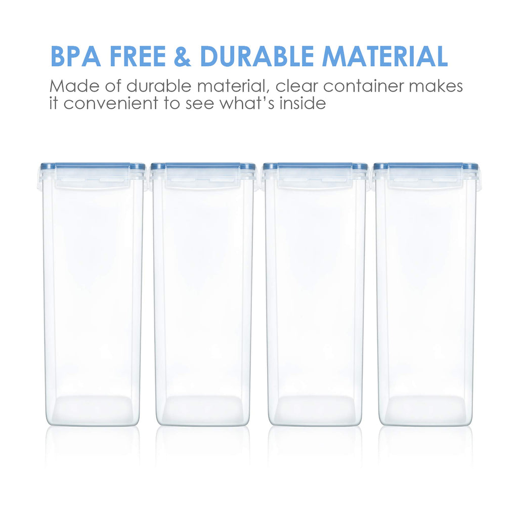 Vtopmart Food Storage Containers 2.5L / 84.5oz, 4 Pieces BPA Free Plastic Airtight Canister for Flour, Sugar, Baking Supplies, with 4 Measuring Cups and 24 Labels, Black