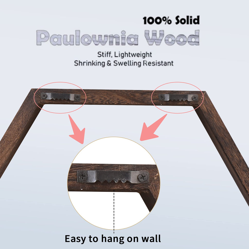 WONFUlity Hexagon Shelves for Wall Mounted, Wood Farmhouse Storage Honeycomb Floating Shelves for Wall Decor,Screws Anchors Included,5pc