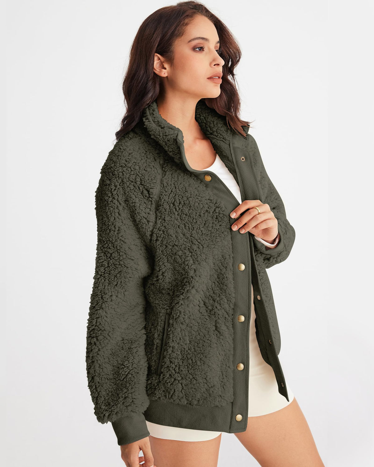 MEROKEETY Womens Sherpa Fleece Jacket 2026 Fall Casual Fuzzy Winter Coats