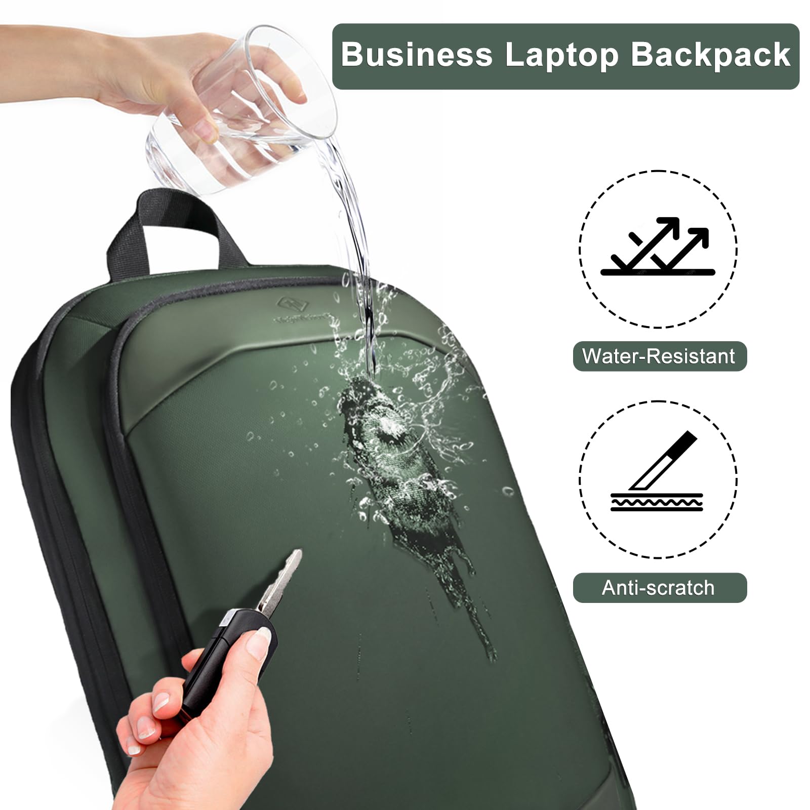 hk Business Backpack for Men 15.6 Inch,Slim & Expandable Waterproof Travel Laptop Backpack, Anti-Theft Lightweight Work Computer Bag, College Laptop Backpacks Gifts for Men Women-Black