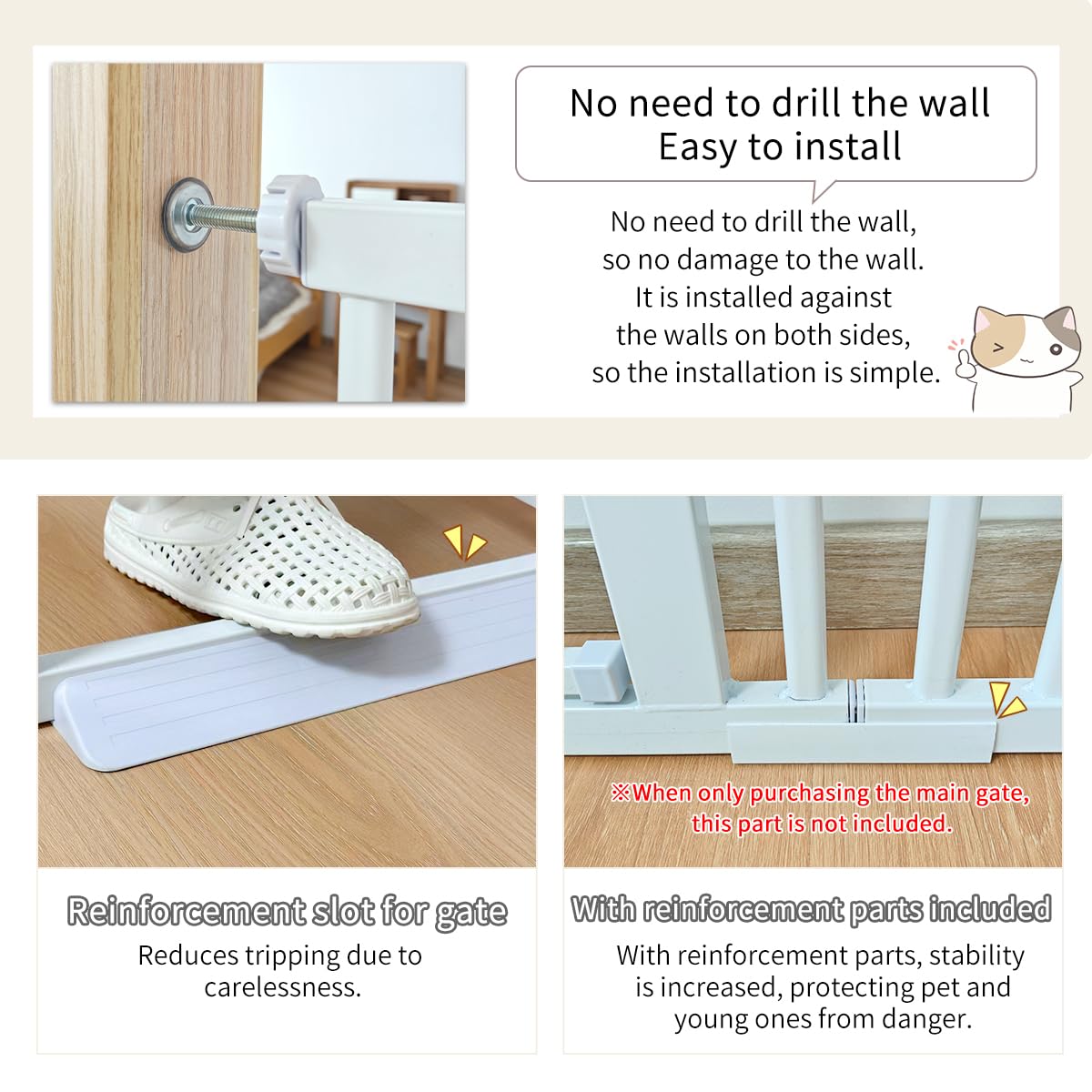 Lumizone Extra Tall Cat Gate Extension Kit 55.12" High 4.13" Wide Black | Tall Pet Gate Dog Gate for Doorway Hallway Stairs Pressure Mounted Extra Wide 1.37" Gap No Drilling