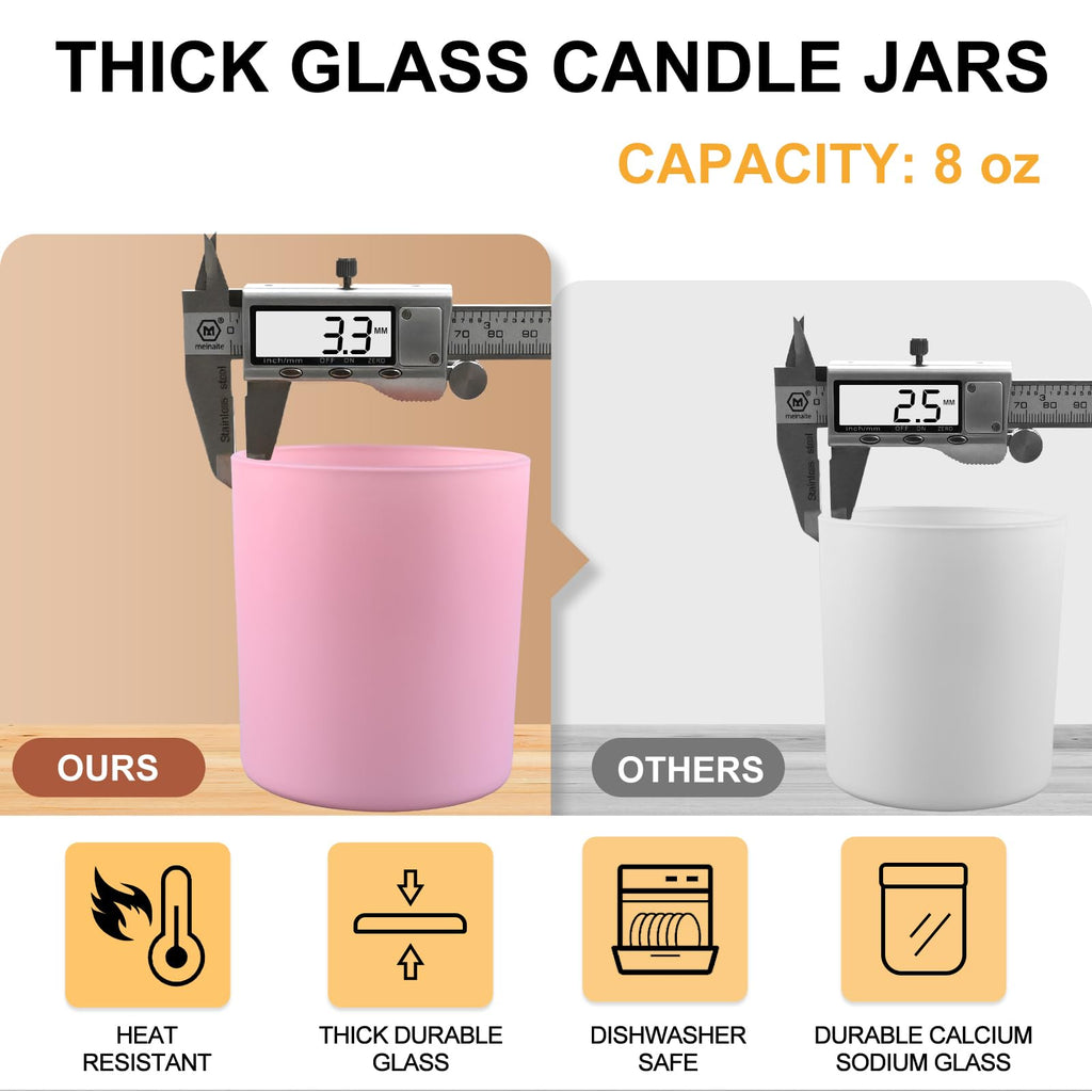 SHOWIN 10 OZ Thick Candle Jars for Making Candles 15 Pcs, Empty Jars with Wood Lids for Candle Making, Sample Container, Inner Black