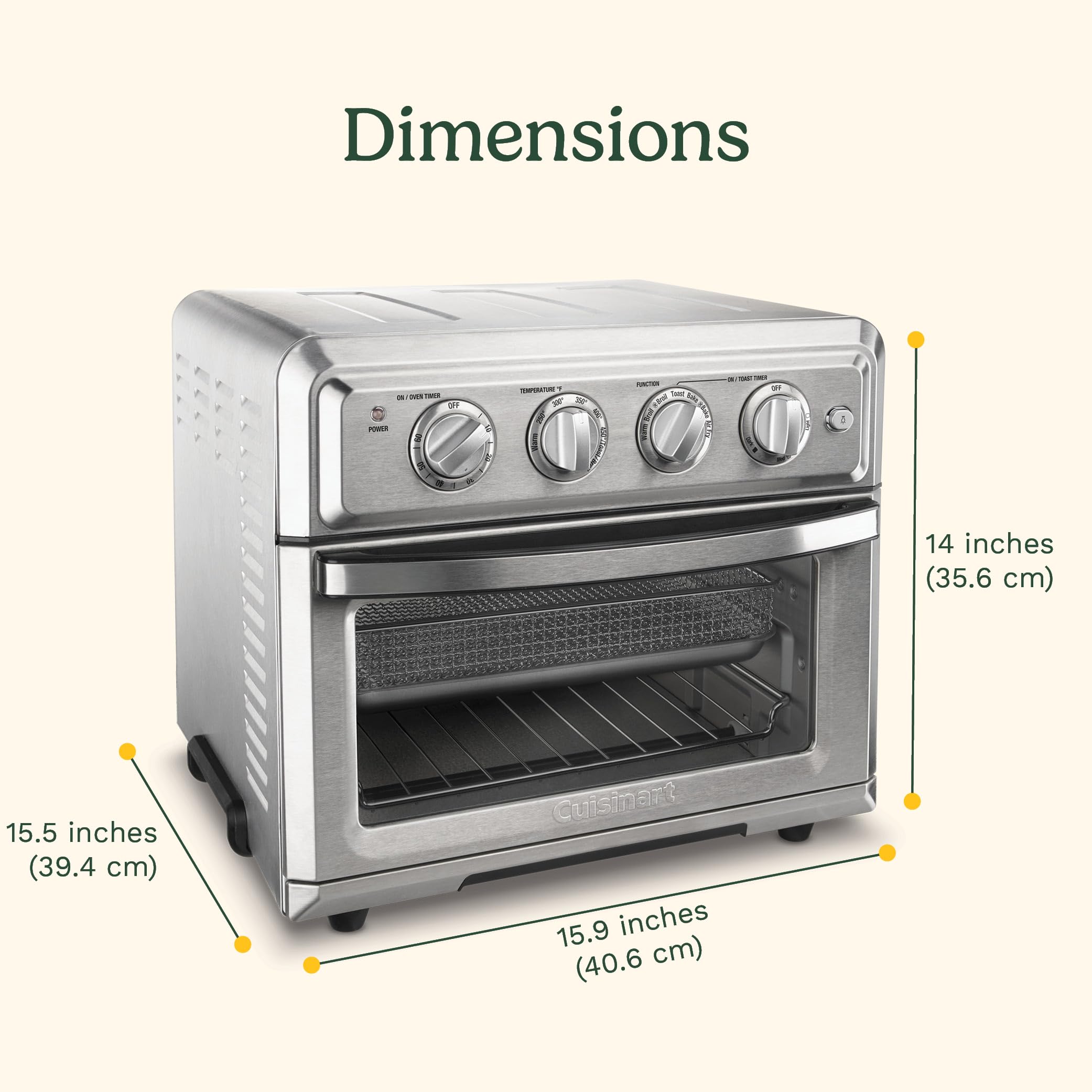 Cuisinart Air Fryer + Convection Toaster Oven, 8-1 Oven with Bake, Grill, Broil & Warm Options, Stainless Steel (TOA-70C)