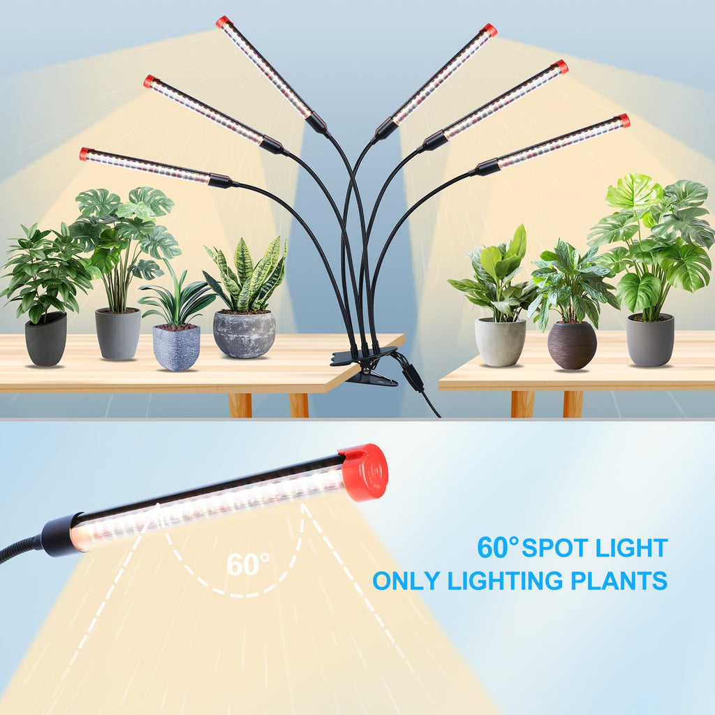 FECiDA Gamechanger 2026 36 Watt Power Draw, NO Need Adapter, 4Head Strong Clip Grow Lights for Indoor Plants with 4/8/12/16/20H Timer, LED Plant Growing Lamps for Houseplants, Bonsai, Seed Starting