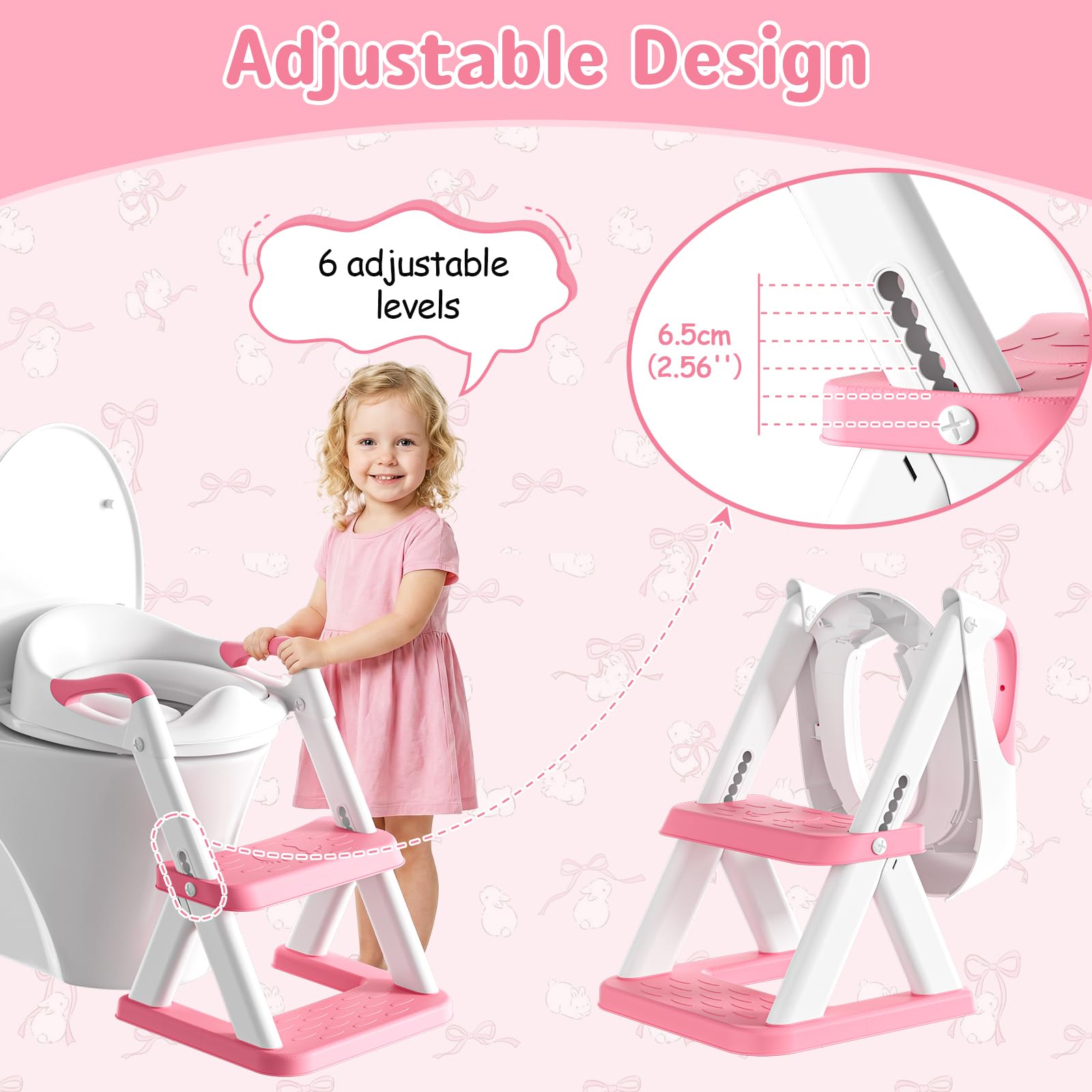 Potty Training Seat, Upgrade Toddler Toilet Seat for Kids Boys Girls, 2 in 1 Potty Training Toilet, Splash Guard Anti-Slip Pad Step Stool(Blue)