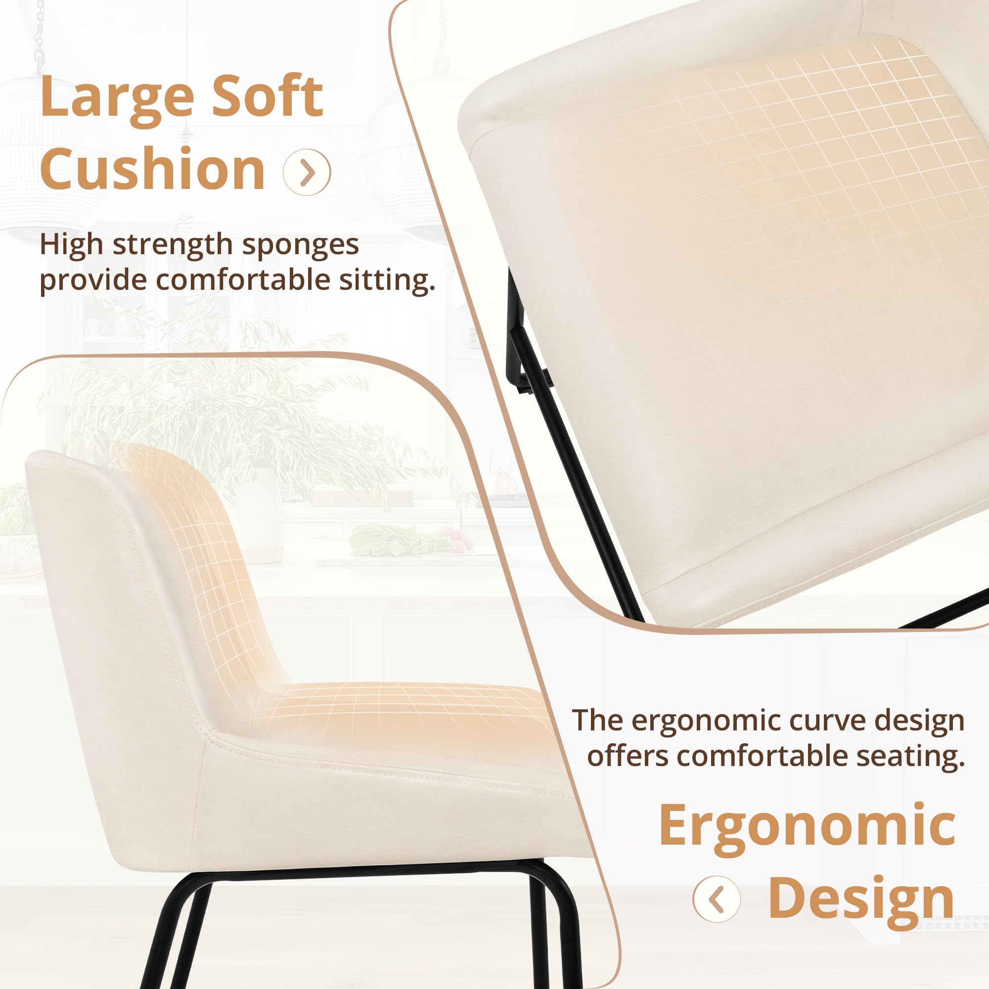 LUE BONA 26 Inch Counter Height Bar Stools Set of 2, Faux Leather Upholstered Barstools, Barstool with Back, Comfortable Bar Chairs, Modern Counter Stools for Kitchen Counter Island