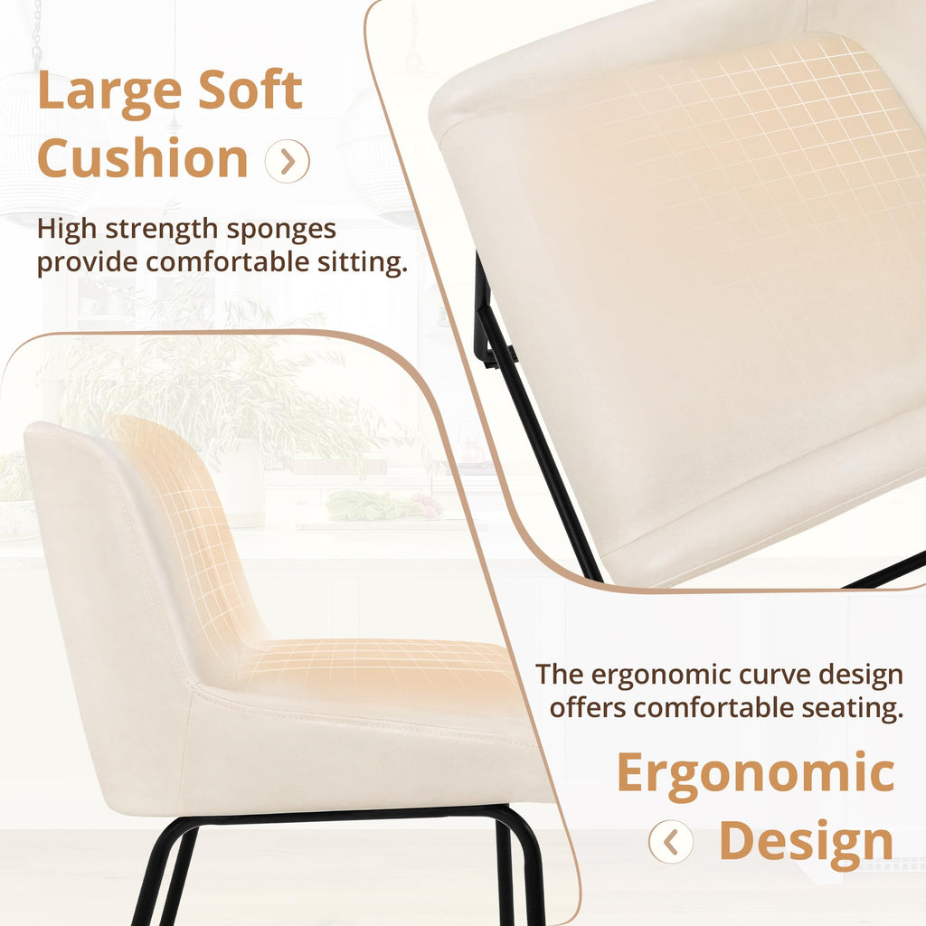 LUE BONA 26 Inch Counter Height Bar Stools Set of 2, Faux Leather Upholstered Barstools, Barstool with Back, Comfortable Bar Chairs, Modern Counter Stools for Kitchen Counter Island