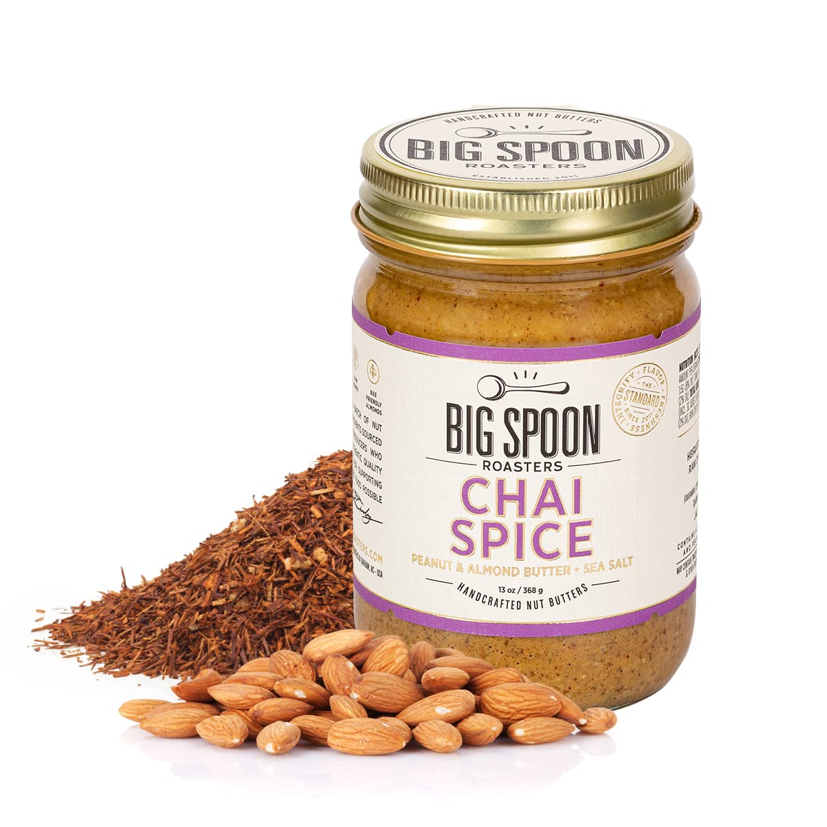 Big Spoon Roasters Carrot Cake Almond Butter With Sea Salt - Keto Friendly, Low Sugar Almond Butter - Crunchy & Bee-Friendly Almonds - Gourmet, Vegan Almond Nut Butter - 13 Ounces