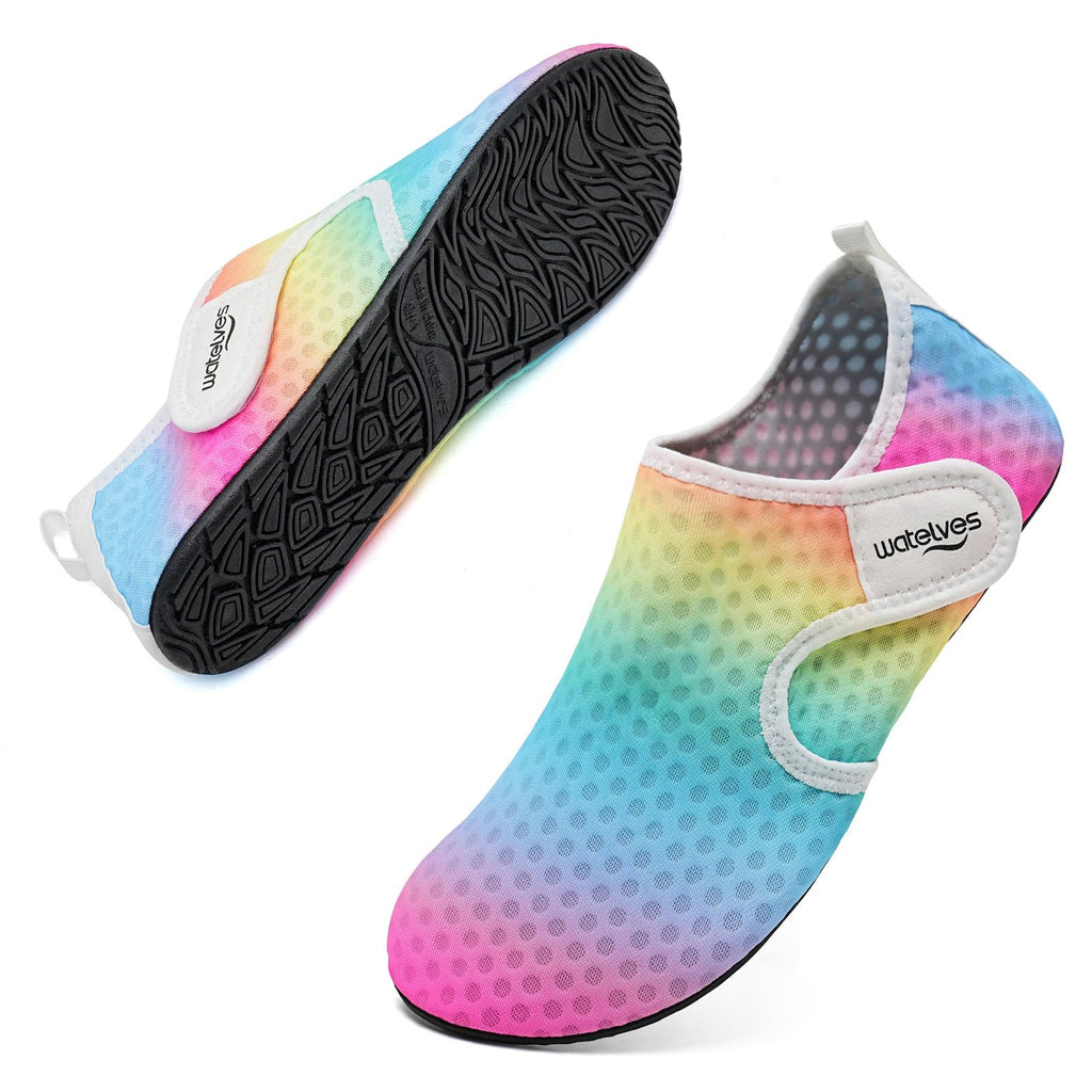 WateLves Water Shoes for Women Men Swim Beach Aqua Socks Quick Dry Barefoot House Slippers Travel Shoes with Adjustable Magic Tape for Pool Diving Boating Yoga Surf